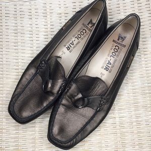 MEPHISTO Cool Air Pewter Leather Loafers Size 8.5